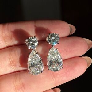 19cttw GRA Moissanite VVS1 D big pear drop earrings